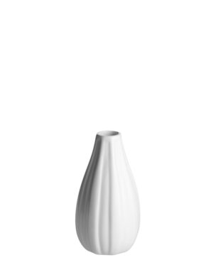 Flora Vase hvid rillet - 14 cm