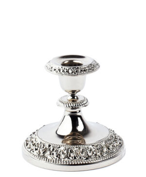 Lysestage sølv - 1-armet 10 cm. - perle