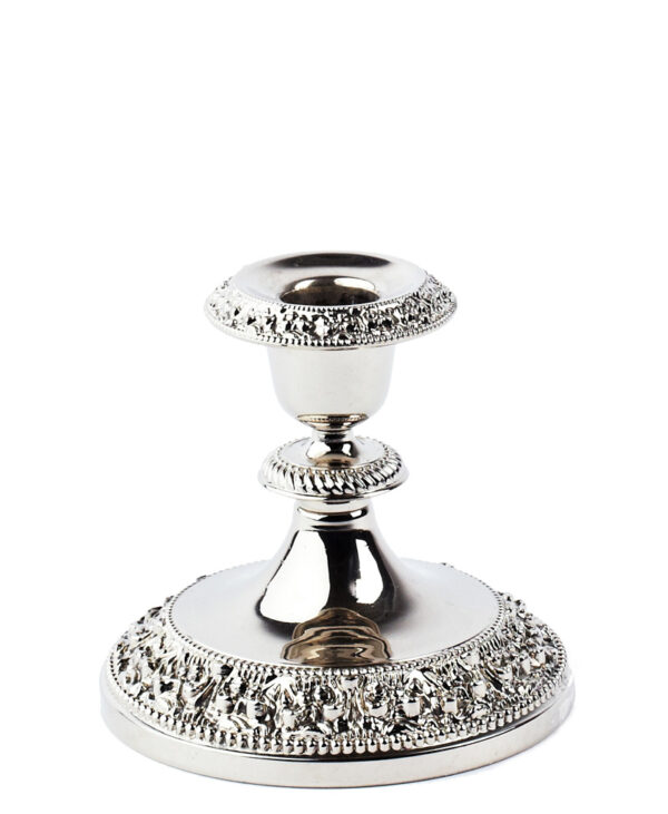 Lysestage sølv - 1-armet 10 cm. - perle