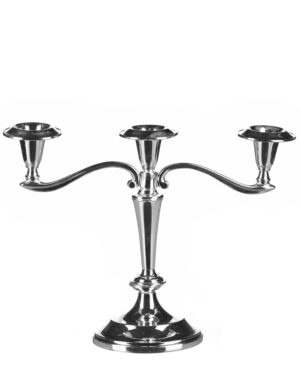 Lysestage sølv - 3-armet 22 cm. - glat