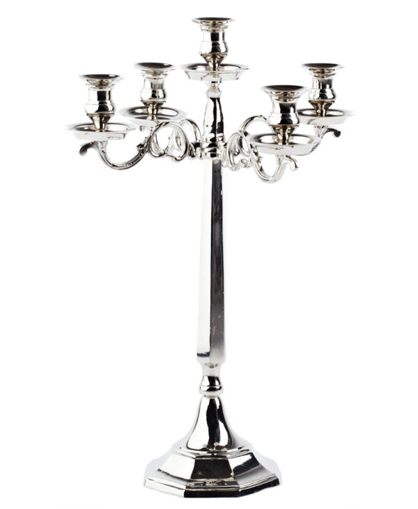 Lysestage sølv - 5-armet 54 cm.