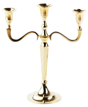Lysestage messing - 3-armet 27 cm.