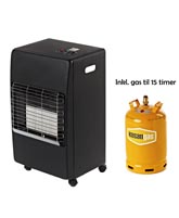 Varmeovn m. gas til 15 timer (anbefalet 1 pr. 18 m2 telt / max 4) +kr. 340,00