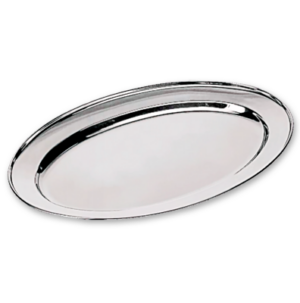Fad ovale stål, bred kant, L 56 x B.40 cm